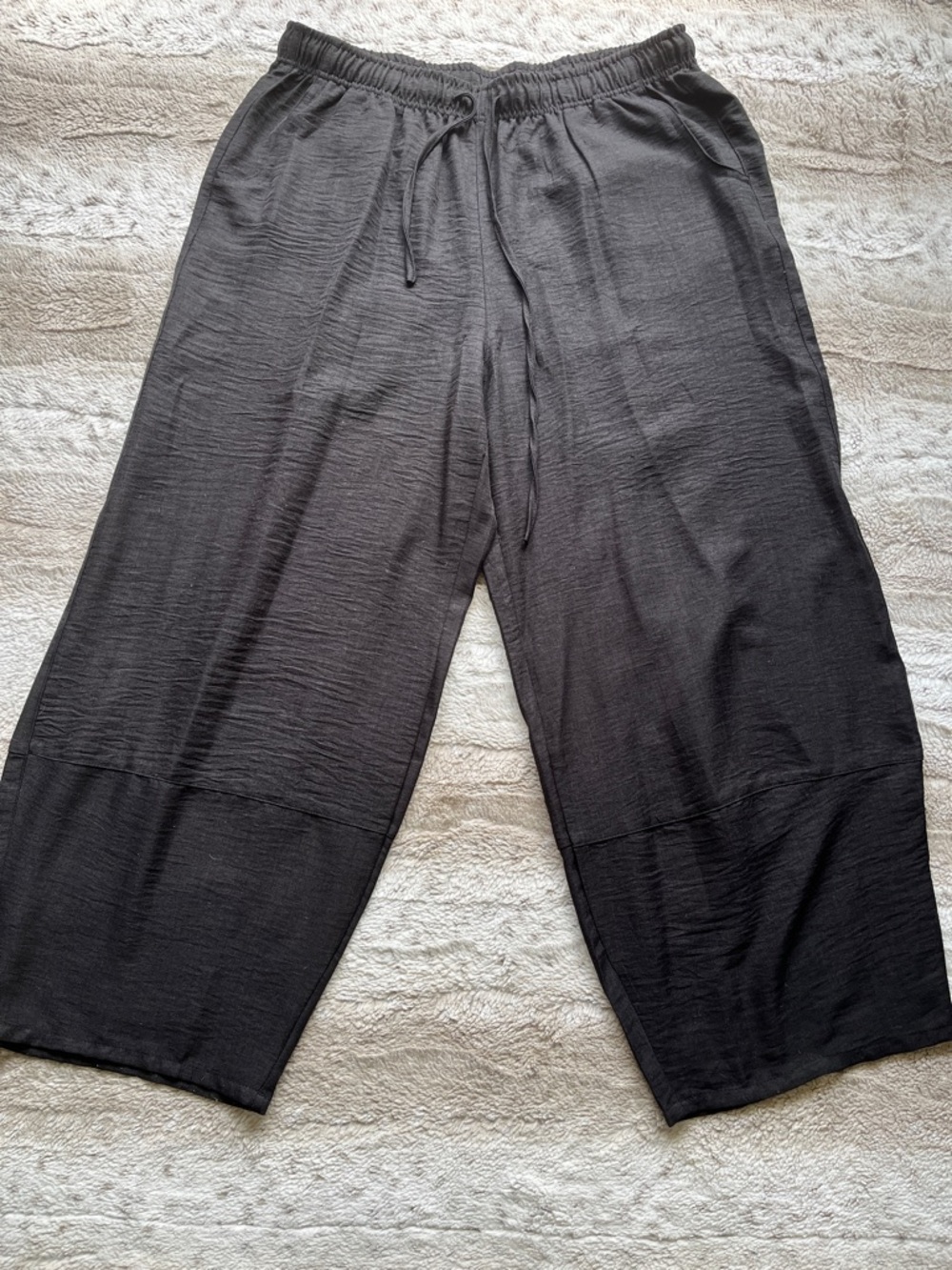 Wide Leg Black Pull-On Women's Pants